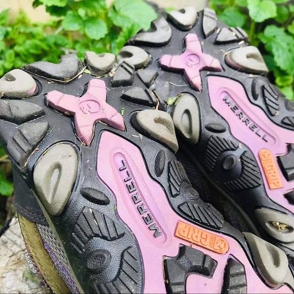 Merrell Brindle Mid Top Select Dry Grip Hiking Trail Shoes US 8 Olive & Lilac - Picture 9 of 11